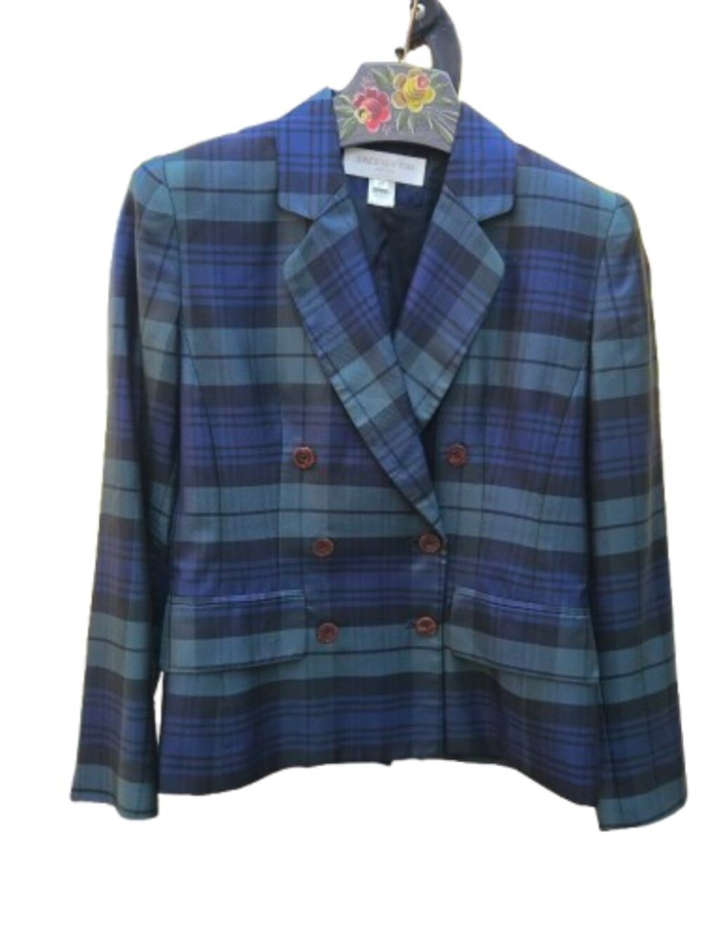 Jones New York Silk Plaid Jacket Size 2P